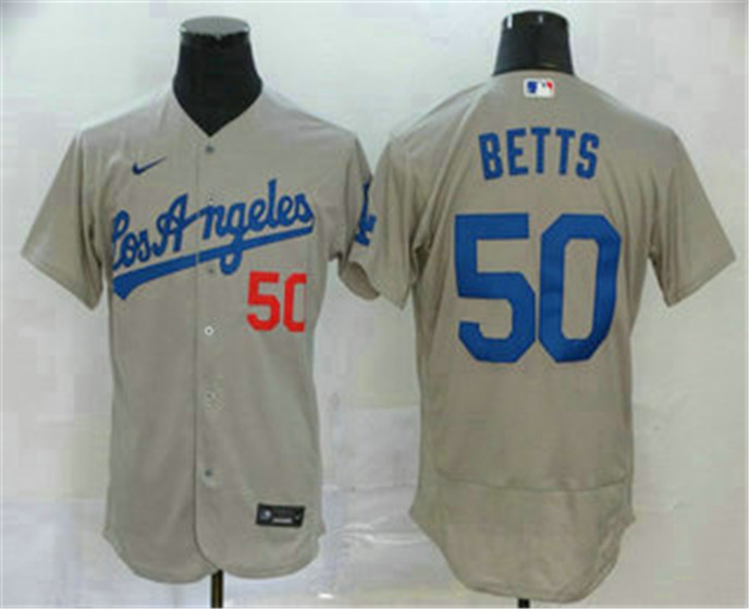 2020 Los Angeles Dodgers #50 Mookie Betts Gray Stitched MLB Flex Base Nike Jersey