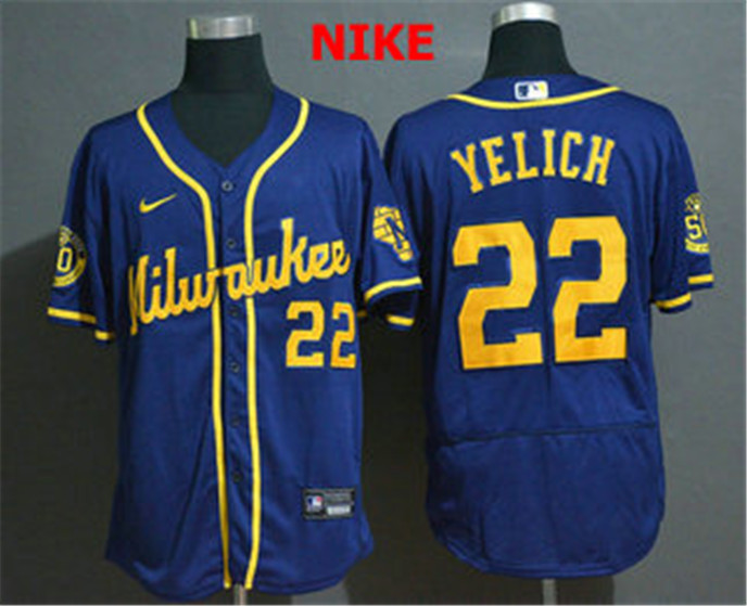 2020 Milwaukee Brewers #22 Christian Yelich Light Blue Stitched MLB Flex Base Nike Jersey
