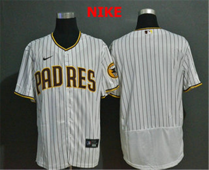 2020 San Diego Padres Blank White Pinstripe Stitched MLB Flex Base Nike Jersey