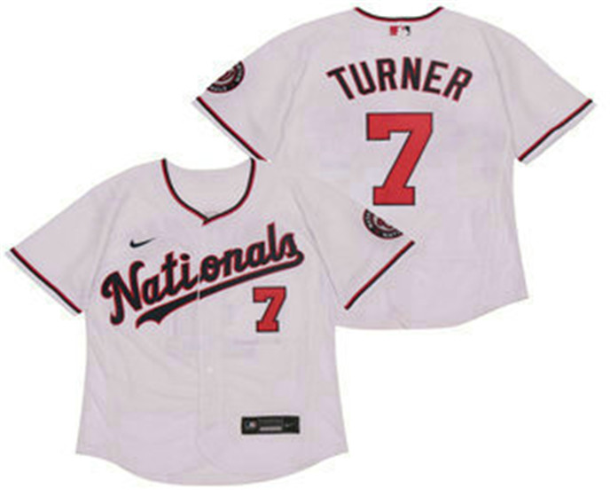 2020 Washington Nationals #7 Trea Turner White Stitched MLB Flex Base Nike Jersey
