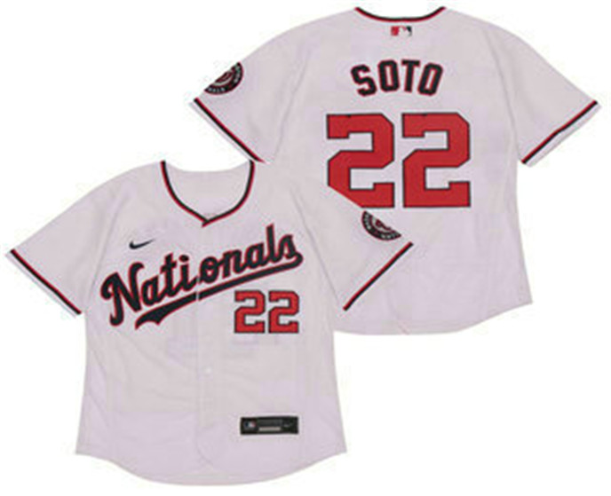 2020 Washington Nationals #22 Juan Soto White Stitched MLB Flex Base Nike Jersey