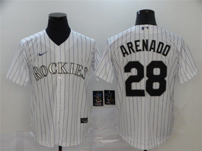 2020 Colorado Rockies #28 Nolan Arenado White Stitched MLB Cool Base Nike Jersey
