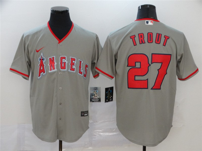 2020 Los Angeles Angels #27 Mike Trout Gray Stitched MLB Cool Base Nike Jersey