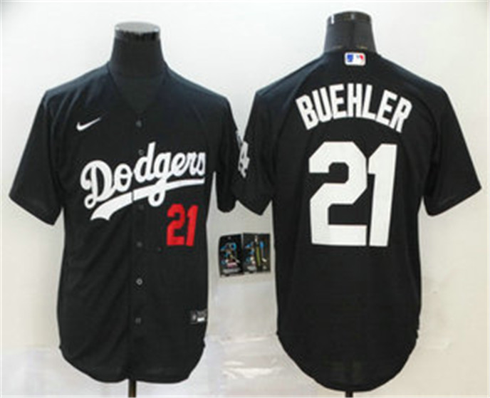 2020 Los Angeles Dodgers #21 Walker Buehler Black Stitched MLB Cool Base Nike Jersey