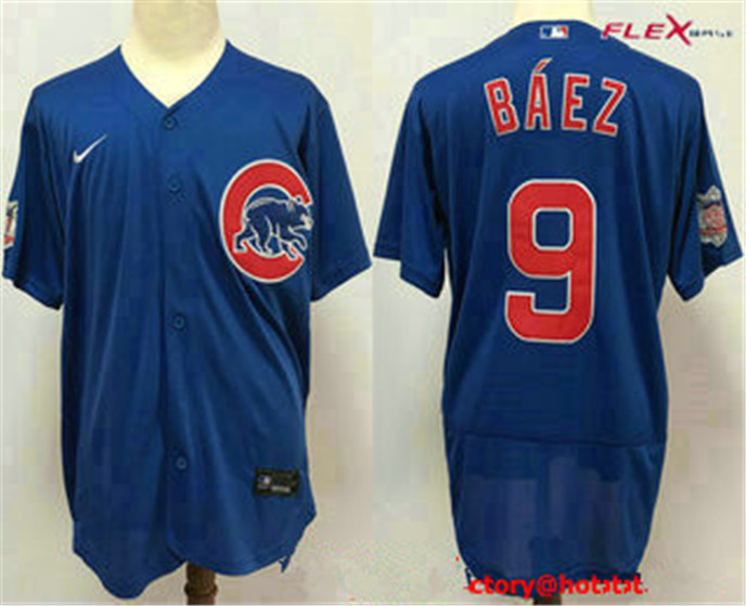 2020 Chicago Cubs #9 Javier Baez Blue Stitched MLB Cool Base Nike Jersey