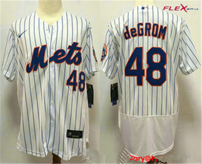 2020 New York Mets #48 Jacob deGrom White Stitched MLB Flex Base Nike Jersey