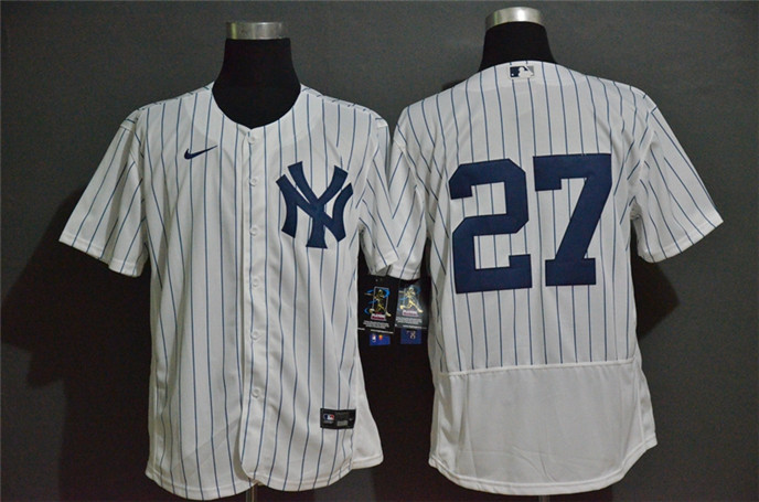 2020 New York Yankees #27 Giancarlo Stanton White Home No Name Stitched MLB Flex Base Nike Jersey