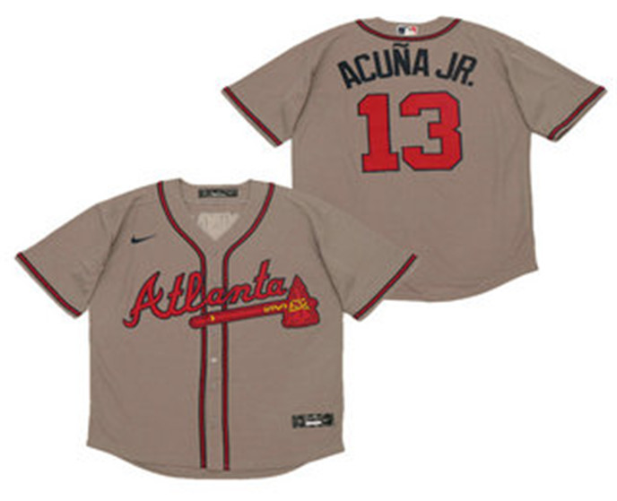 2020 Atlanta Braves #13 Ronald Acuna Jr. Gray Stitched MLB Cool Base Nike Jersey