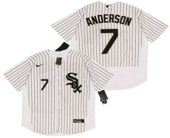 2020 Chicago White Sox #7 Tim Anderson White Pinstripe Stitched MLB Flex Base Nike Jersey
