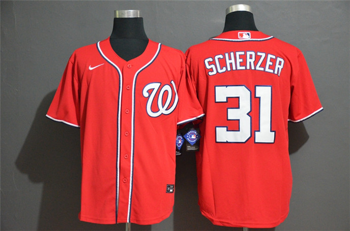 2020 Washington Nationals #31 Max Scherzer Red Stitched MLB Cool Base Nike Jersey