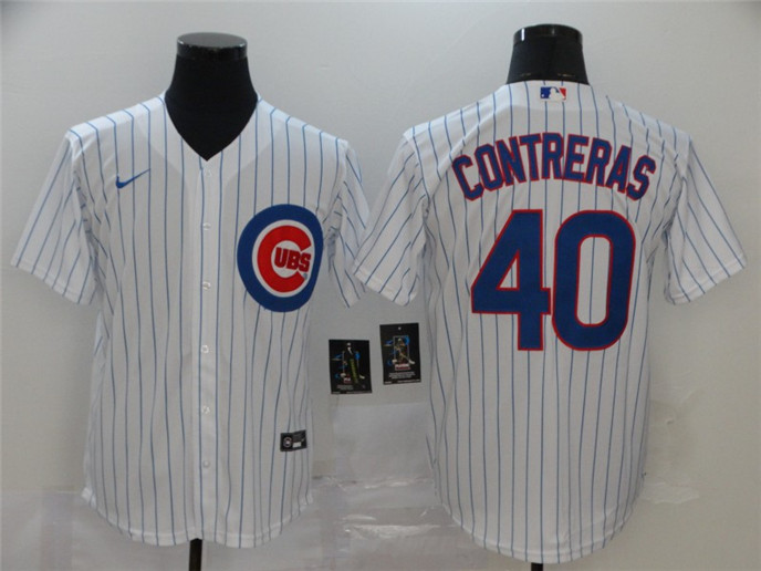 2020 Chicago Cubs #40 Willson Contreras White Stitched MLB Cool Base Nike Jersey