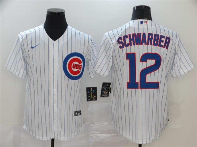 2020 Chicago Cubs #12 Kyle Schwarber White Stitched MLB Cool Base Nike Jersey