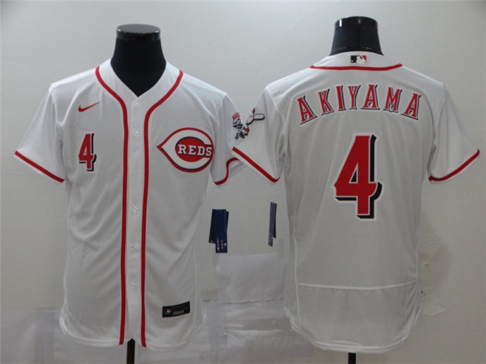 2020 Cincinnati Reds #4 Shogo Akiyama White Stitched MLB Flex Base Nike Jersey