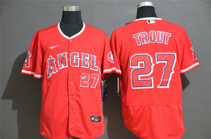 2020 Los Angeles Angels #27 Mike Trout Red Stitched MLB Flex Base Nike Jersey