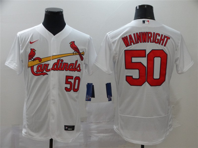 2020 St. Louis Cardinals #50 Adam Wainwright White Stitched MLB Flex Base Nike Jersey
