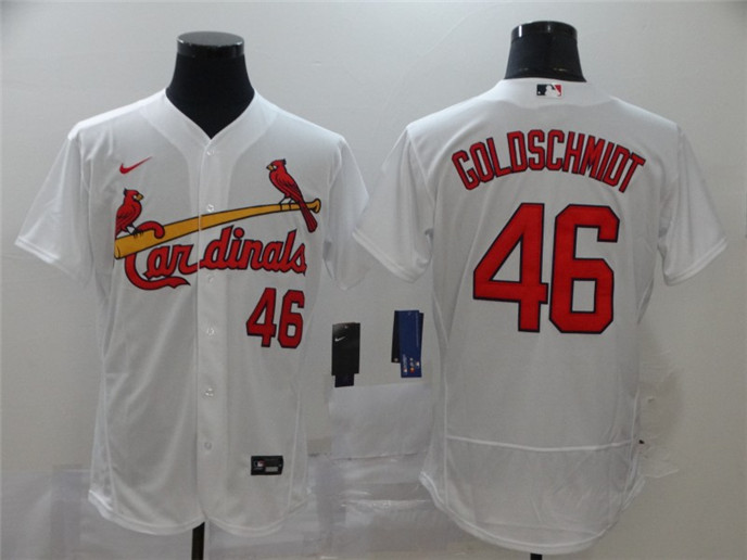 2020 St. Louis Cardinals #46 Paul Goldschmidt White Stitched MLB Flex Base Nike Jersey