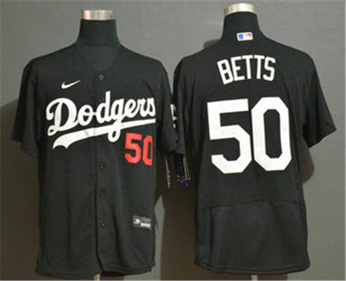2020 Los Angeles Dodgers #50 Mookie Betts Black Stitched MLB Flex Base Nike Jersey
