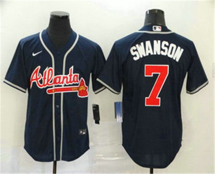 2020 Atlanta Braves #7 Dansby Swanson Navy Blue Stitched MLB Cool Base Nike Jersey