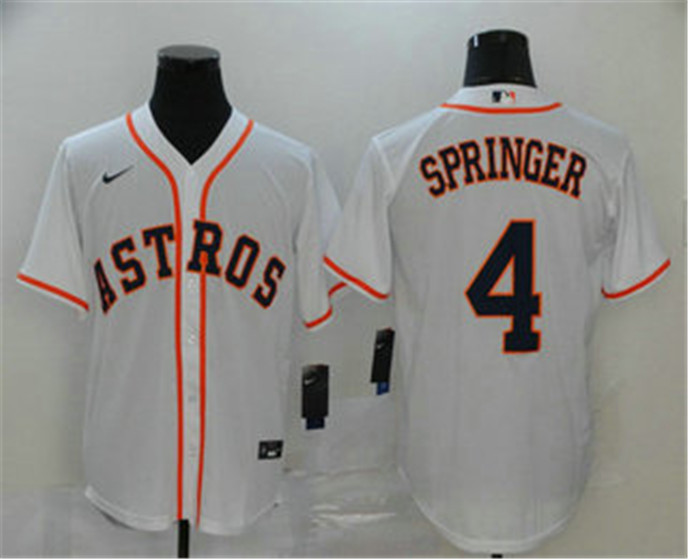 2020 Houston Astros #4 George Springer White Stitched MLB Cool Base Nike Jersey