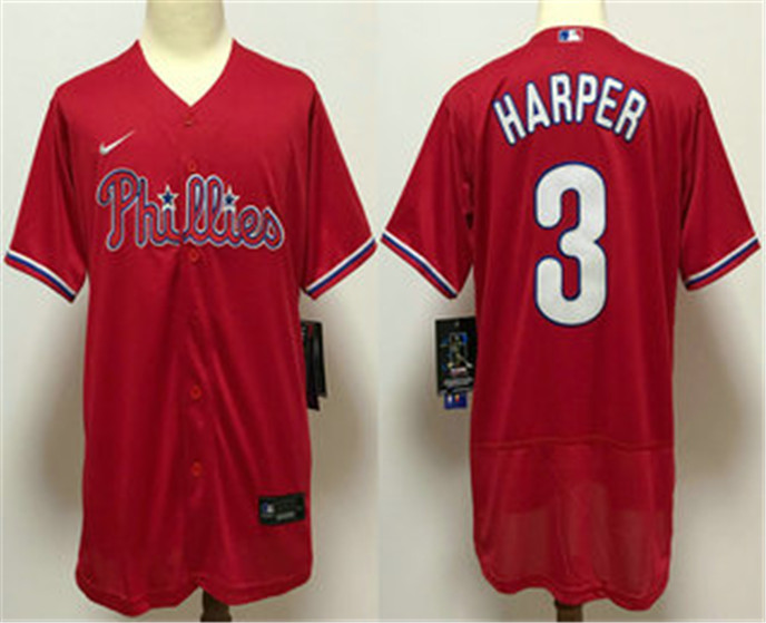 2020 Philadelphia Phillies #3 Bryce Harper Red Stitched MLB Flex Base Nike Jersey