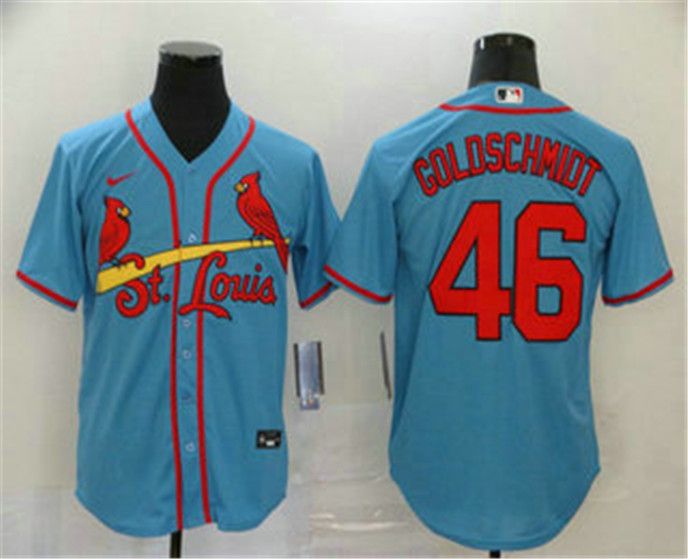 2020 St. Louis Cardinals #46 Paul Goldschmidt Light Blue Stitched MLB Cool Base Nike Jersey