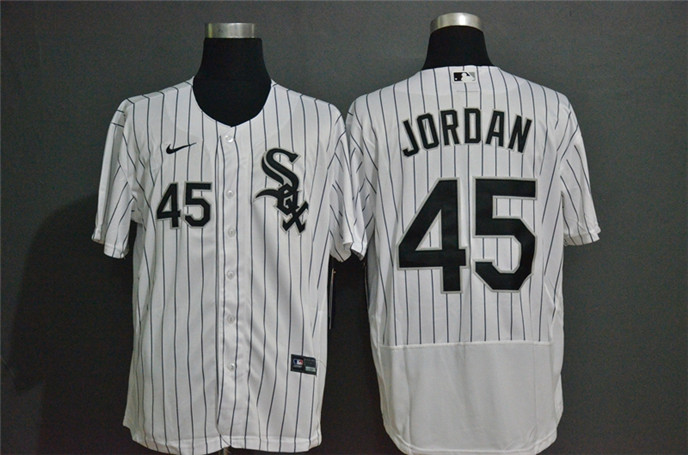 2020 Chicago White Sox #45 Michael Jordan White Pinstripe Stitched MLB Flex Base Nike Jersey