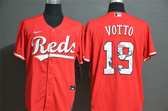 2020 Cincinnati Reds #19 Joey Votto Red Team Logo Stitched MLB Cool Base Nike Jersey