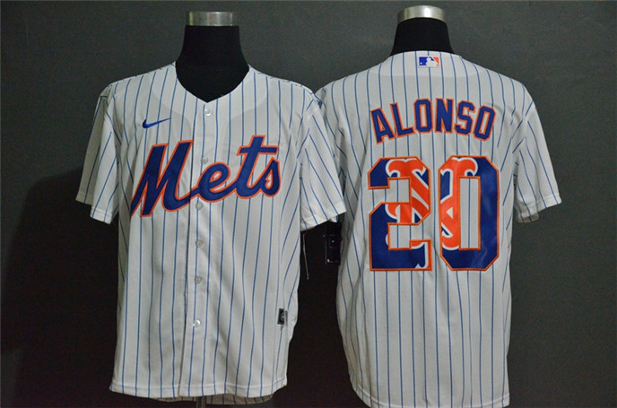 2020 New York Mets #20 Pete Alonso White Team Logo Stitched MLB Cool Base Nike Jersey