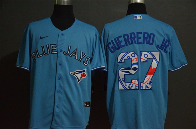 2020 Toronto Blue Jays #27 Vladimir Guerrero Jr. Light Blue Team Logo Stitched MLB Cool Base Nike Je