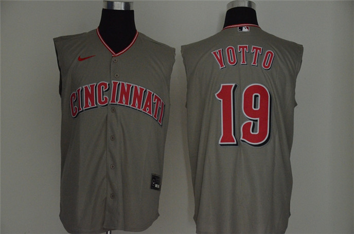 2020 Cincinnati Reds #19 Joey Votto Gray Cool and Refreshing Sleeveless Fan Stitched MLB Nike Jersey