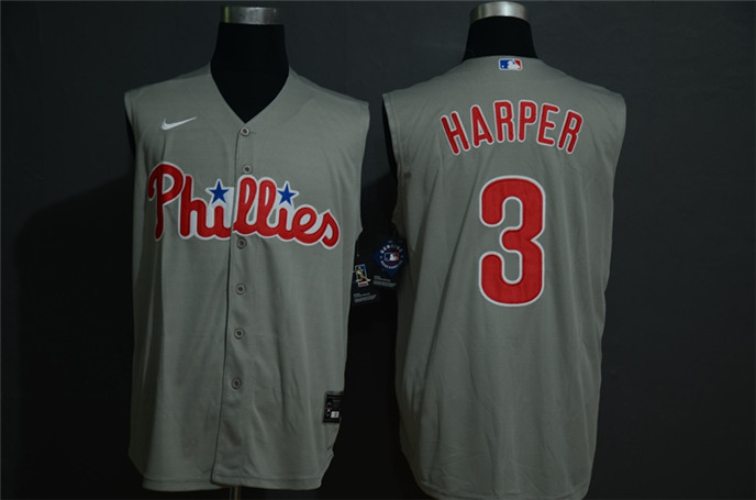 2020 Philadelphia Phillies #3 Bryce Harper Gray Cool and Refreshing Sleeveless Fan Stitched MLB Nike