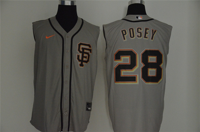 2020 San Francisco Giants #28 Buster Posey Gray Cool and Refreshing Sleeveless Fan Stitched MLB Nike