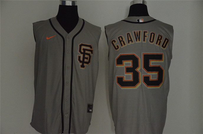 2020 San Francisco Giants #35 Brandon Crawford Gray Cool and Refreshing Sleeveless Fan Stitched MLB