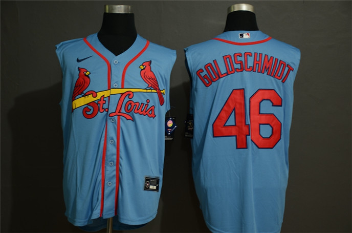 2020 St. Louis Cardinals #46 Paul Goldschmidt Light Blue Cool and Refreshing Sleeveless Fan Stitched