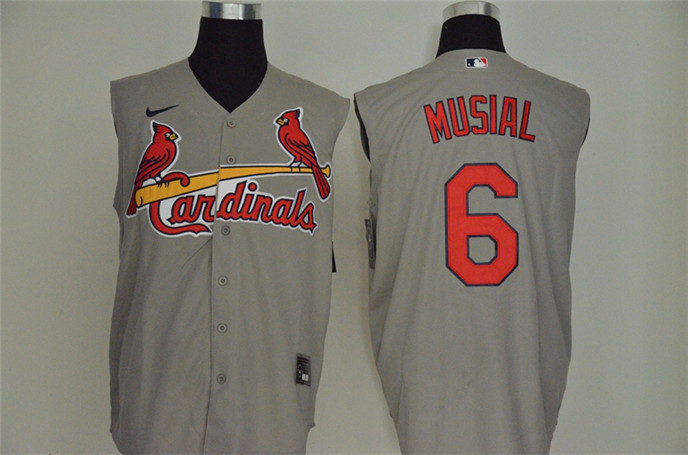 2020 St. Louis Cardinals #6 Stan Musial Gray Cool and Refreshing Sleeveless Fan Stitched MLB Nike Je