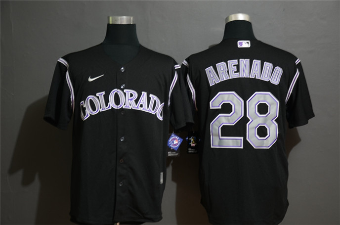 2020 Colorado Rockies #28 Nolan Arenado Black Stitched MLB Cool Base Nike Jersey