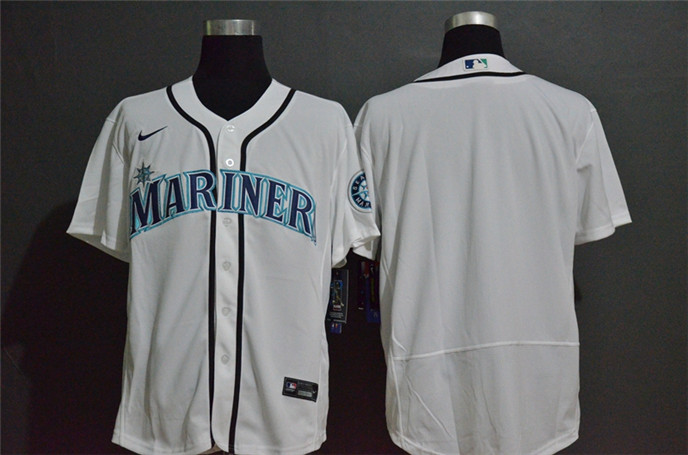 2020 Seattle Mariners Blank White Stitched MLB Flex Base Nike Jersey - Click Image to Close