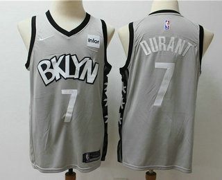 2020 Men's Brooklyn Nets #7 Kevin Durant Gray 2019 NEW Nike Swingman Stitched NBA Jersey With The Sp