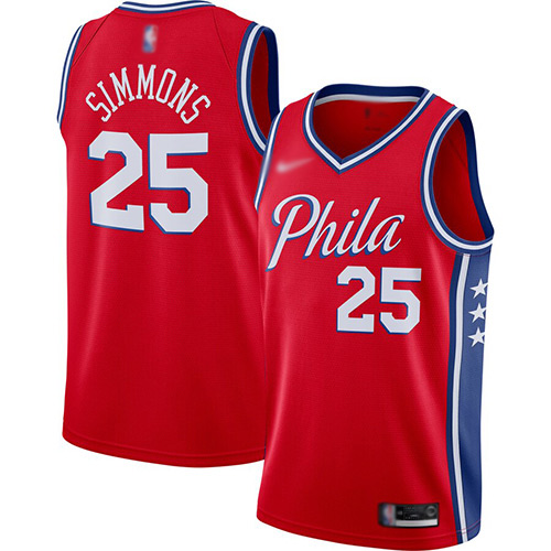 2020 76ers #25 Ben Simmons Red Basketball Swingman Statement Edition 2019-Jersey