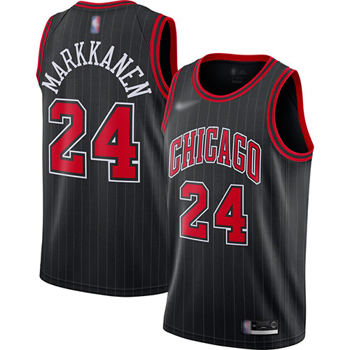 2020 Bulls #24 Lauri Markkanen Black Basketball Swingman Statement Edition 2019-Jersey