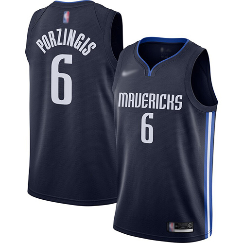 2020 Mavericks #6 Kristaps Porzingis Navy Basketball Swingman Statement Edition 2019-Jersey