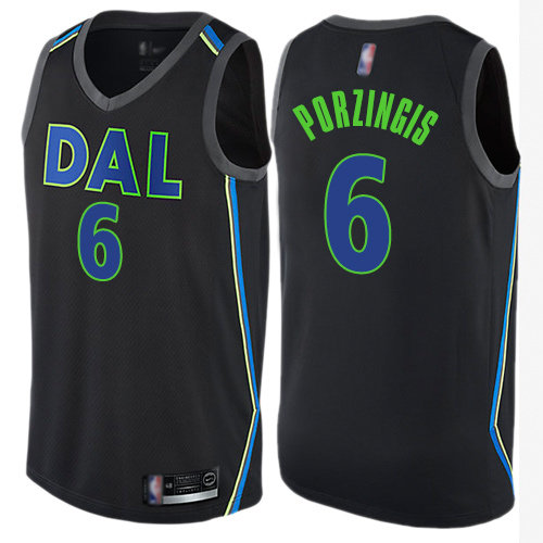 2020 Mavericks #6 Kristaps Porzingis Black Basketball Swingman City Edition Jersey