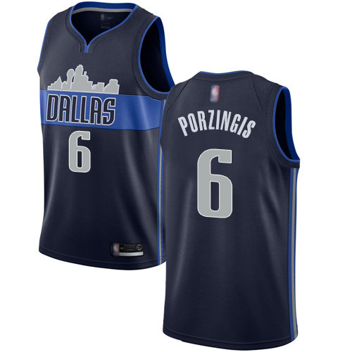 2020 Mavericks #6 Kristaps Porzingis Navy Basketball Swingman Statement Edition Jersey