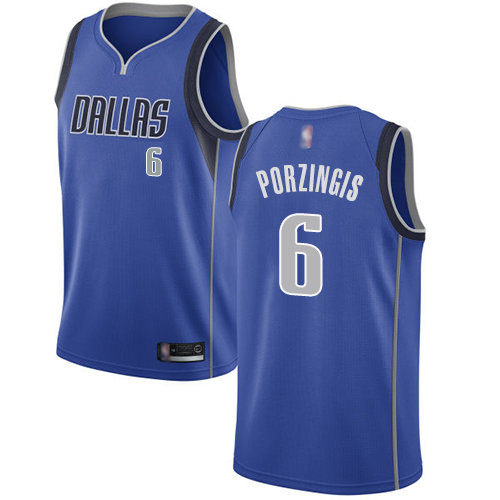 2020 Mavericks #6 Kristaps Porzingis Royal Basketball Swingman Icon Edition Jersey