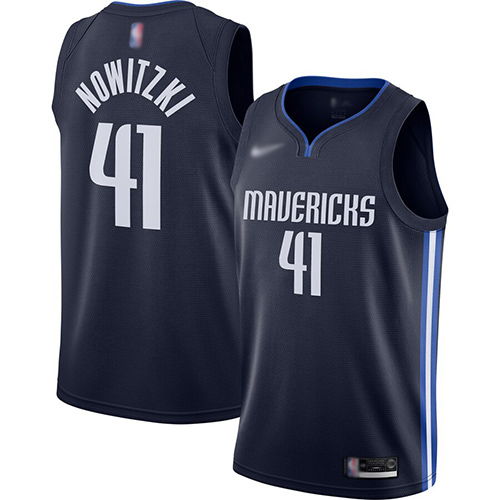 2020 Mavericks #41 Dirk Nowitzki Navy Basketball Swingman Statement Edition 2019-Jersey