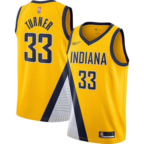 2020 Pacers #33 Myles Turner Gold Basketball Swingman Statement Edition 2019-Jersey