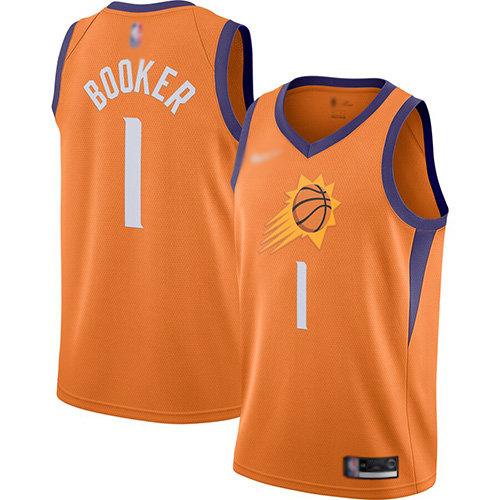 2020 Suns #1 Devin Booker Orange Basketball Swingman Statement Edition 2019-Jersey