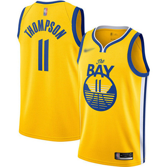 2020 Warriors #11 Klay Thompson Gold Basketball Swingman Statement Edition 2019-Jersey