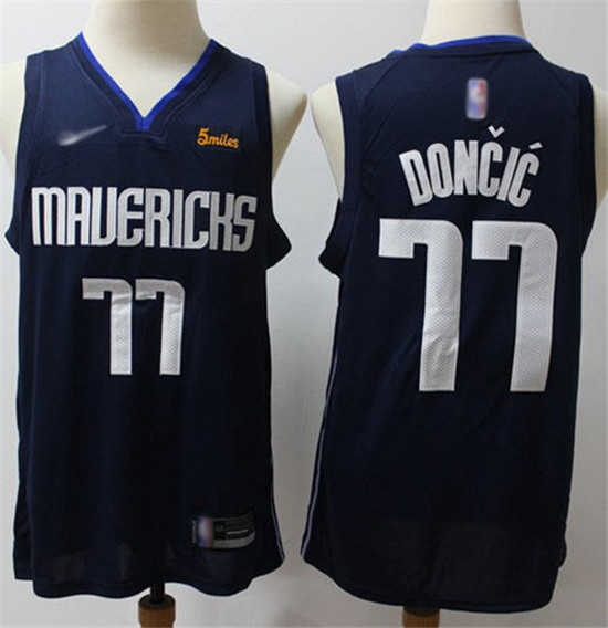 2020 Mavericks #77 Luka Doncic Navy Basketball Swingman Statement Edition 2019-Jersey - Click Image to Close