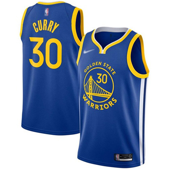 2020 Warriors #30 Stephen Curry Blue Basketball Swingman Icon Edition 2019-Jersey